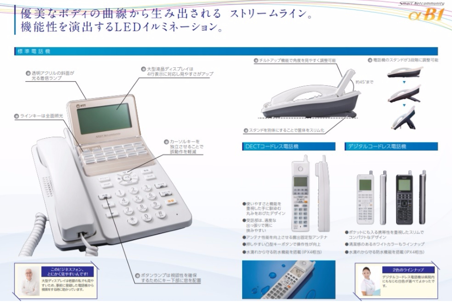 NTTホームテレフォンαB1電話機の種類